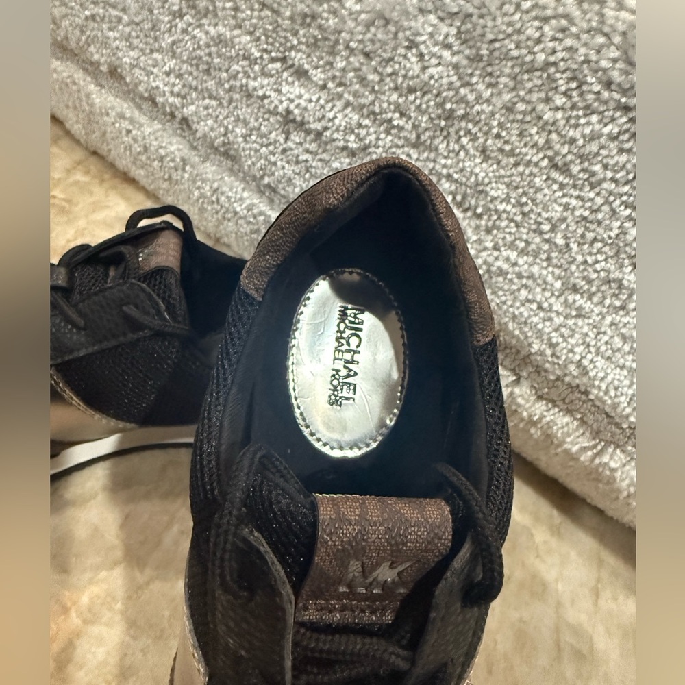 Michael Kors Women Billie Trainer Sneakers Black/Brown/ Sliver - Picture 7 of 8